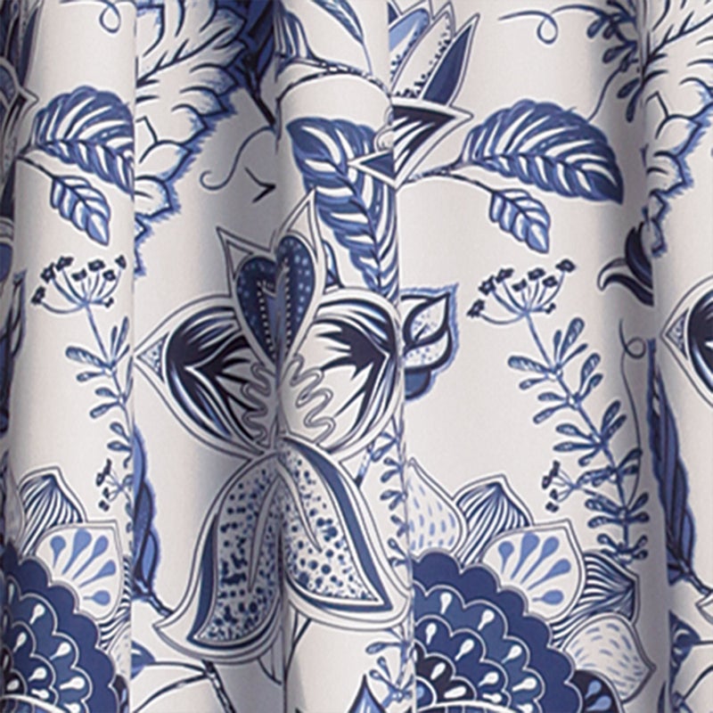 Lush Decor, Blue Cynthia Jacobean Darkening Window Curtains Set for Living, Dining Room, Bedroom, 108" L Panel Pair - Image 3